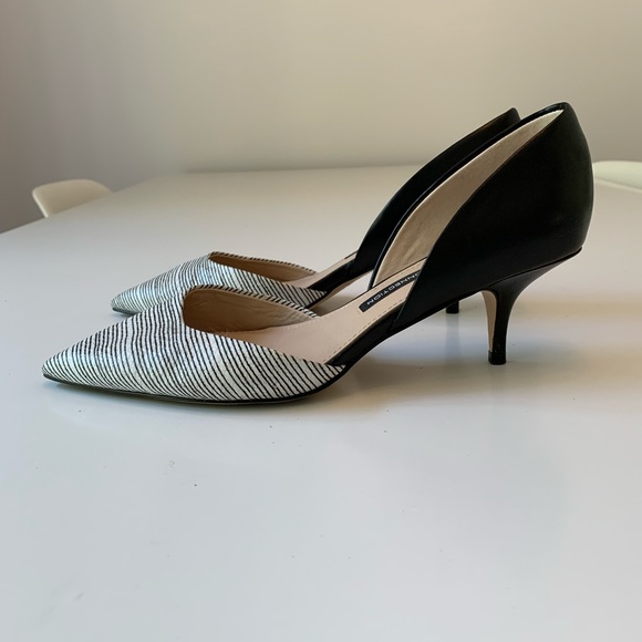 Black/White Effie' Pointy Toe D'orsay Pumps - Picture 2 of 5